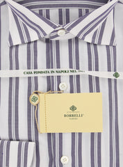 Borrelli Purple Striped Shirt - Extra Slim - 15.5/39 - (EV65180GIANNI)