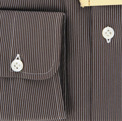 Luigi Borrelli Brown Striped Shirt - Extra Slim - 16/41 - (EV662NUNZIO)