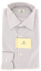 Borrelli Brown Striped Shirt - Extra Slim - 16/41 - (EV708LEONARDO)