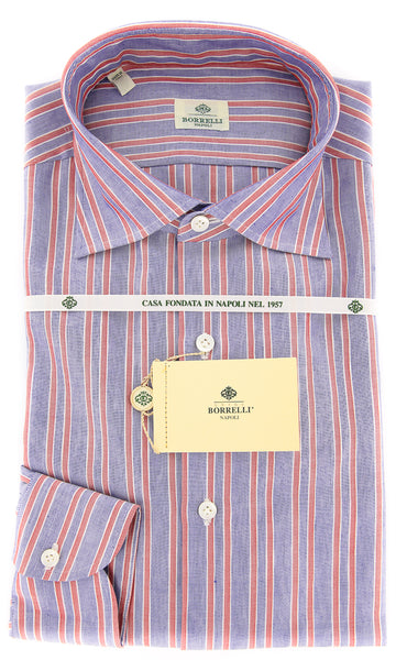 Borrelli Blue Striped Shirt - Extra Slim - 15.75/40 - (EVTS4301GIANNI)