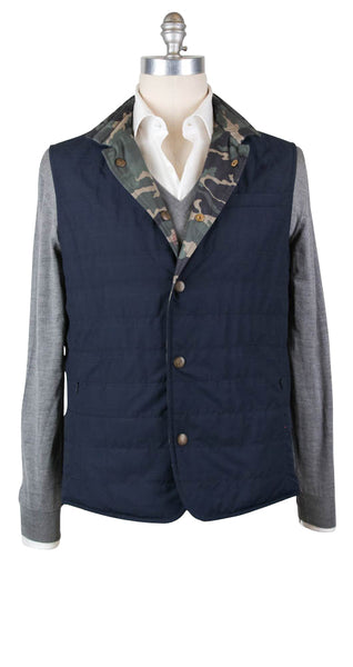 Luciano Barbera Navy Blue Reversible Vest - 40/50 - (1080633585087)