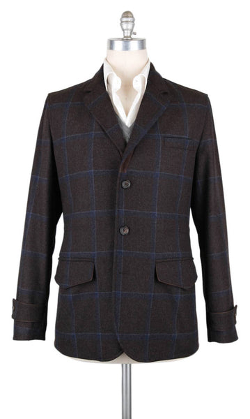 Luciano Barbera Brown Wool Plaid Jacket - 40/50 - (1110740005415)