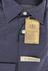 Borrelli Navy Blue Fancy Shirt - Extra Slim - S/S - (MA49670MICHELE)