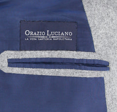 Orazio Luciano Light Gray Flannel Suit - Double Breasted - 46/56