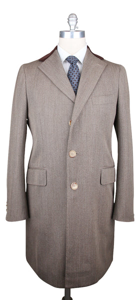Orazio Luciano Beige Wool Solid Coat - 3 Button - Size M (US) / 50 (EU)