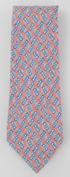 Kiton Pink, Light Blue and White Silk Tie