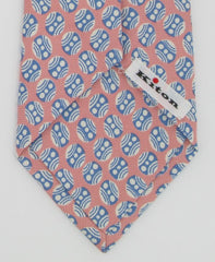 Kiton Pink, Light Blue and White Silk Tie