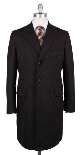 Orazio Luciano Brown Herringbone Coat - (3BTNCOAT8472) - Parent