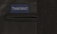 Orazio Luciano Brown Herringbone Coat - (3BTNCOAT8472) - Parent