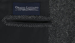 Orazio Luciano Gray Herringbone Coat - (3BTNCOAT8474) - Parent