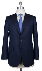 Orazio Luciano Navy Blue Wool Herringbone Suit - 38/48 - (AUSUIT3BX8)