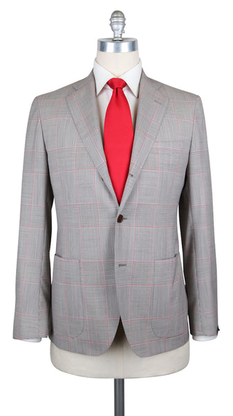Sartorio Napoli Light Brown Wool Window Pane Suit - (SA919172) - Parent
