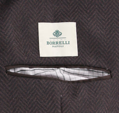 Luigi Borrelli Brown Cashmere Herringbone Coat - 3 Button - 42/52