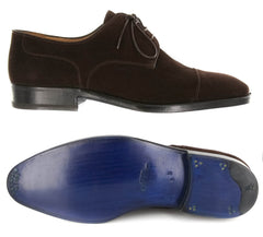 Sutor Mantellassi Dark Brown Suede Shoes - Cap Toe - 6/5 - (M8832FC63)