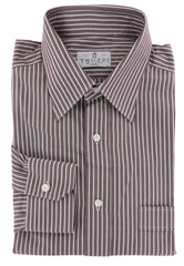 Truzzi Brown Striped Cotton Dress Shirt - Slim - (7Z) - Parent