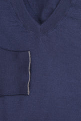 Brunello Cucinelli Navy Blue V-Neck Sweater - (BC1029229) - Parent