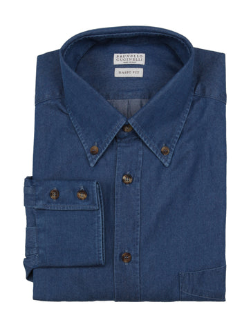 Brunello Cucinelli Denim Blue Shirt - Full