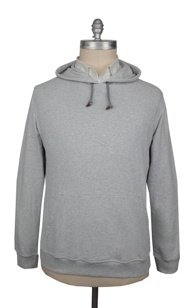 Brunello Cucinelli Light Gray Cotton Hooded Sweater - (BC926231) - Parent