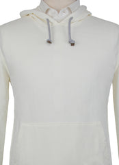 Brunello Cucinelli Cream Cotton Hooded Sweater - (BC926233) - Parent