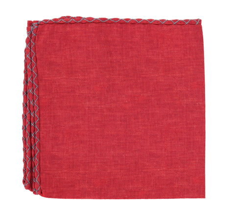 Brunello Cucinelli Red Cotton Blend Pocket Square