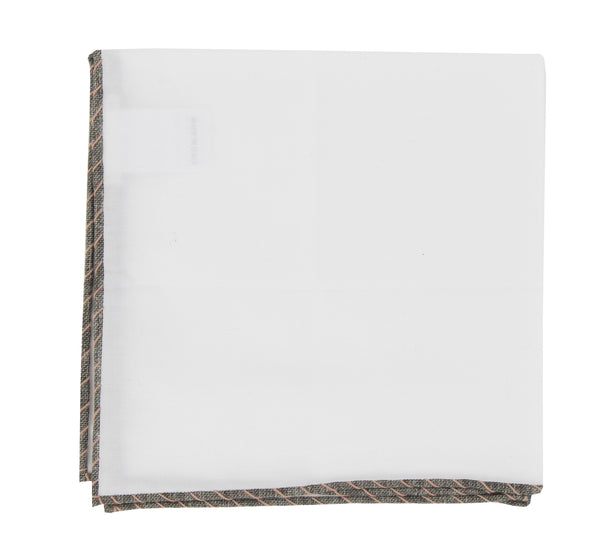 $195 Brunello Cucinelli White Solid Cotton Pocket Square (BC1032316)