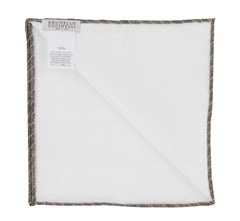 $195 Brunello Cucinelli White Solid Cotton Pocket Square (BC1032316)