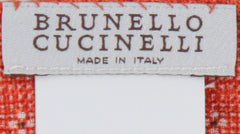 Brunello Cucinelli Orange Geometric Silk Pocket Square (BC103236)