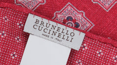 Brunello Cucinelli Red Fancy Silk Pocket Square (BC712237)
