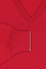 Brunello Cucinelli Red Wool Blend V-Neck Sweater - (BC819233) - Parent