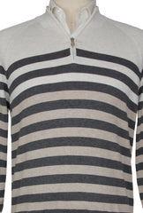 Brunello Cucinelli Beige Cotton 1/4 Zip Sweater - (BC814237) - Parent