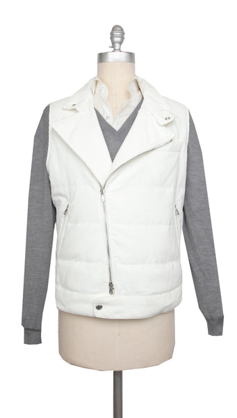 Brunello Cucinelli White Cotton Solid Jacket Vest - (BC1026236) - Parent