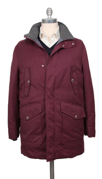 Brunello Cucinelli Burgundy Red  Solid Jacket - (BC0108221) - Parent
