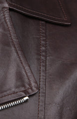 Brunello Cucinelli Brown Leather Moto Jacket - (BC1262210) - Parent