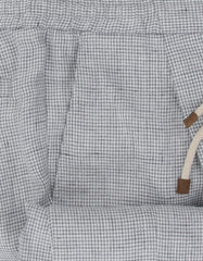 Brunello Cucinelli Gray Houndstooth Linen Pants - (BC919236) - Parent