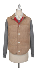 Brunello Cucinelli Light Brown Suede Jacket Vest - (BC1026234) - Parent