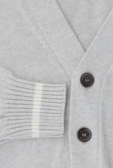 Brunello Cucinelli Light Gray Cotton V-Neck Cardigan - (BC926234) - Parent