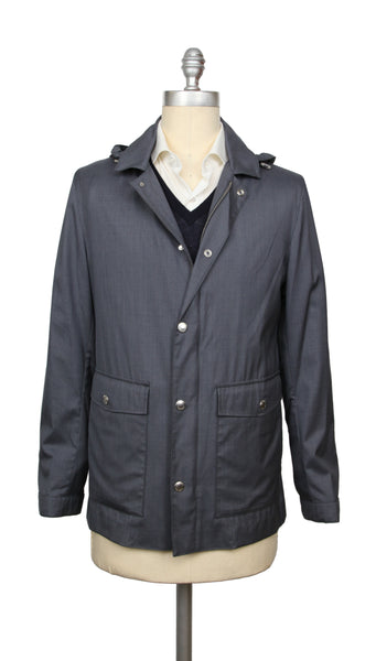 Brunello Cucinelli Gray Wool Blend Solid Jacket - (BC21220227) - Parent