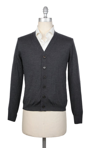 Brunello Cucinelli Dark Gray V-Neck Sweater