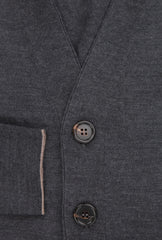 Brunello Cucinelli Dark Gray V-Neck Sweater - (BC824225) - Parent