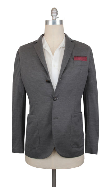 Brunello Cucinelli Gray Virgin Wool Solid Sportcoat - (BC1024233) - Parent