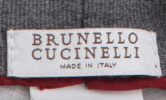 $495 Brunello Cucinelli Gray Solid Linen Flat Cap - (BC823253) - Parent