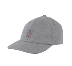 $595 Brunello Cucinelli Gray Solid Cotton Baseball Cap - Large - (BC823252)