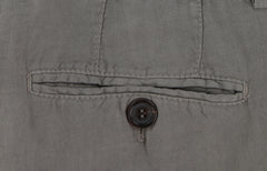 $795 Brunello Cucinelli Gray Solid Linen Pants - Slim - (BC121261) - Parent