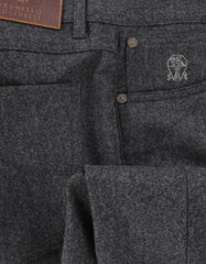 $725 Brunello Cucinelli Gray Solid Wool Pants - Slim - (BC109251) - Parent