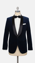 Brunello Cucinelli Blue Velvet Solid Tuxedo Jacket - 46/56 - (BC1024236)