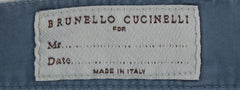 $595 Brunello Cucinelli Blue Solid Cotton Pants - Slim - (BC1016254) - Parent