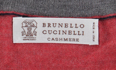 Brunello Cucinelli Red Cashmere Blend V-Neck Sweater - (BC914227) - Parent