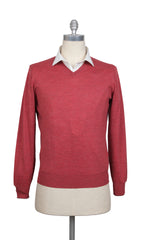Brunello Cucinelli Red Wool Blend V-Neck Sweater - XXL/56 - (BC810222)