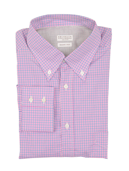 Brunello Cucinelli Pink Micro-Check Shirt - Full - (BC27234) - Parent