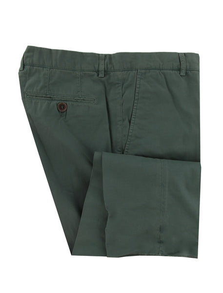 $595 Brunello Cucinelli Green Solid Cotton Pants - Slim - (BC1016253) - Parent